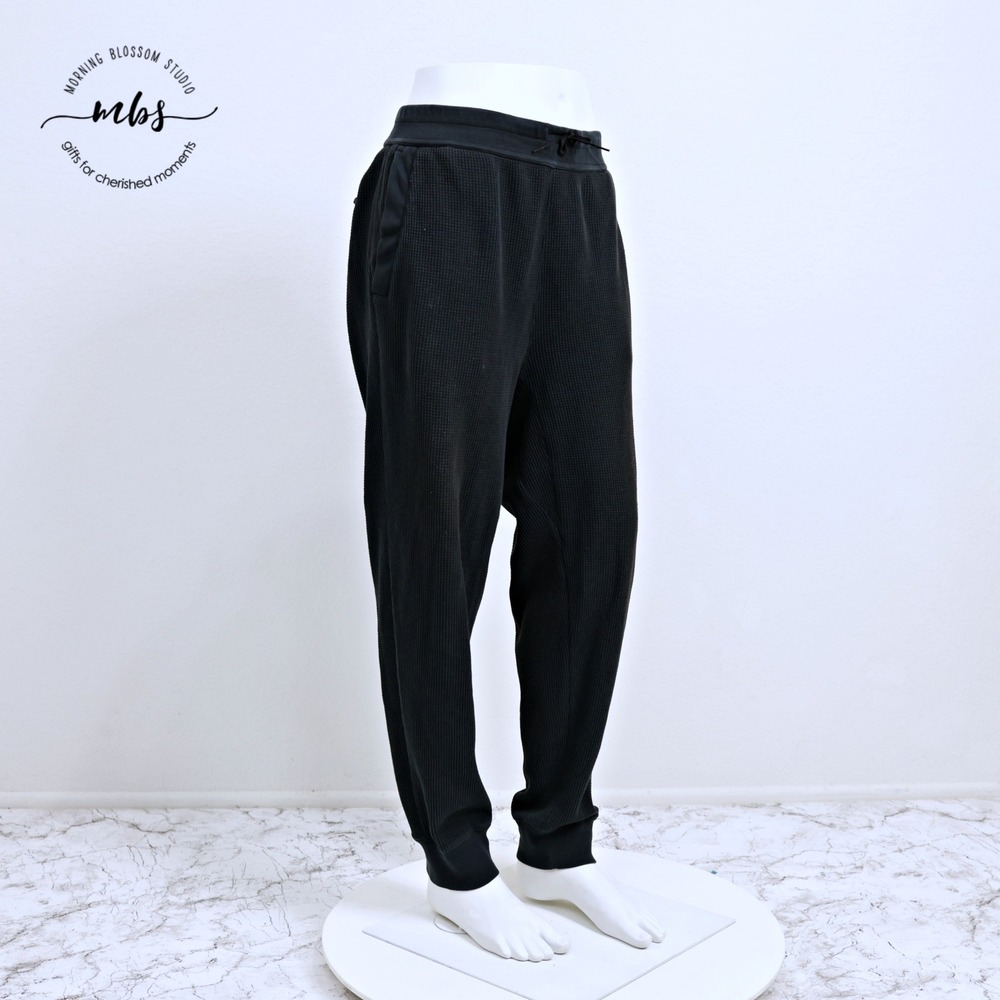 Theory Waffle Knit Thermal Cotton Blend Luxury Loungewear Pants Navy Women L